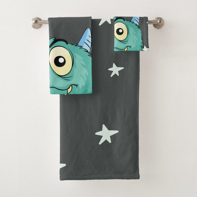 Monster Theme Personalisiert Badhandtuch Set (Insitu)