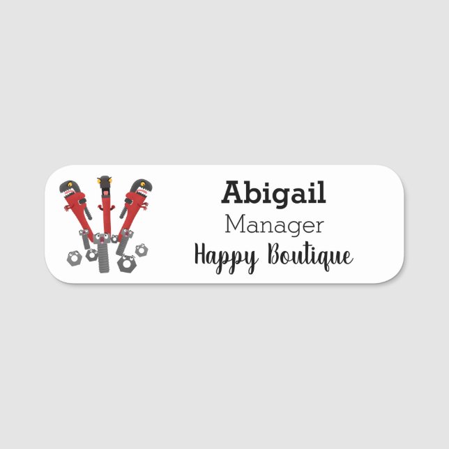 Monster-Tools für Spaß Cartoon Namensschild (Vorderseite)