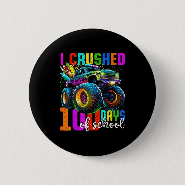 Monster Truck 100th Day Of School Boys 100 Days Of Button (Vorderseite)