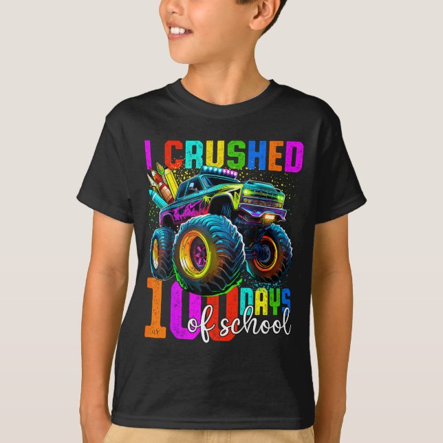 Monster Truck 100th Day Of School Boys 100 Days Of T-Shirt (Vorderseite)