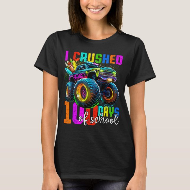 Monster Truck 100th Day Of School Boys 100 Days Of T-Shirt (Vorderseite)