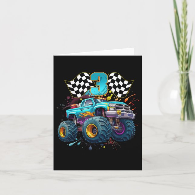 Monster Truck 3 Jahre Junge 3. Phantastischer Gebu Karte (Vorderseite)
