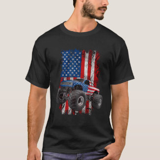 Monster Truck 4. Juli US Flagge Patriotischer Mann T-Shirt