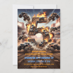 Monster Truck 5. Geburtstagsfeier Einladung