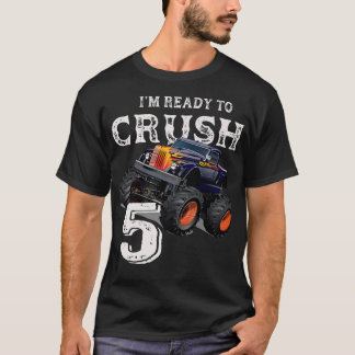 Monster Truck 5th Birthday Gift Boys I'm Ready to  T-Shirt