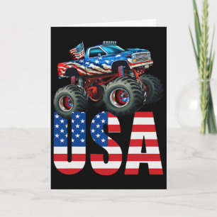 Monster Truck Amerikanische Flagge 4. Juli USA-Ren Karte