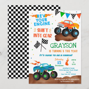 Monster Truck Anniversaire Fête Invitations pour g