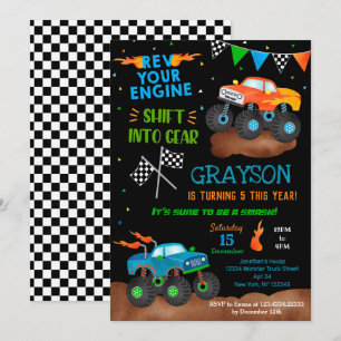 Monster Truck Anniversaire Fête Invitations pour g