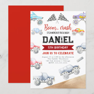 Monster Truck Anniversaire Invitation Camions N'im