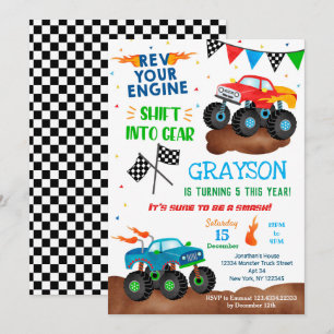 Monster Truck Anniversaire Invitations pour garçon