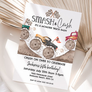Monster Truck ANY AGE Smash and crash birthday  Einladung