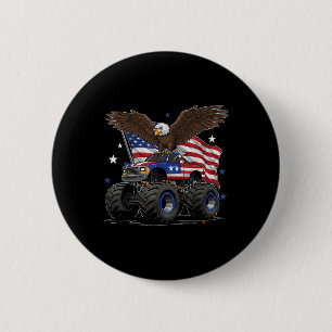 Monster Truck Bald Adler 4. Juli Jungs Amerikaner Button