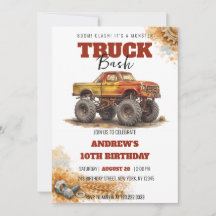 Monster-Truck-Bash Vintage-Rostiger-LKW-Geburtstag