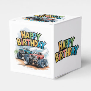 Monster Truck Birthday Bash Wasserfarbe Kunst Geschenkschachtel