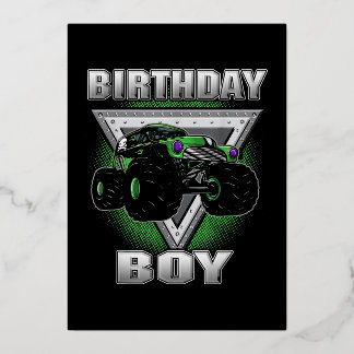Monster Truck Birthday Boy Folien Feiertagskarte