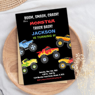 Monster Truck Birthday Einladungen LKW