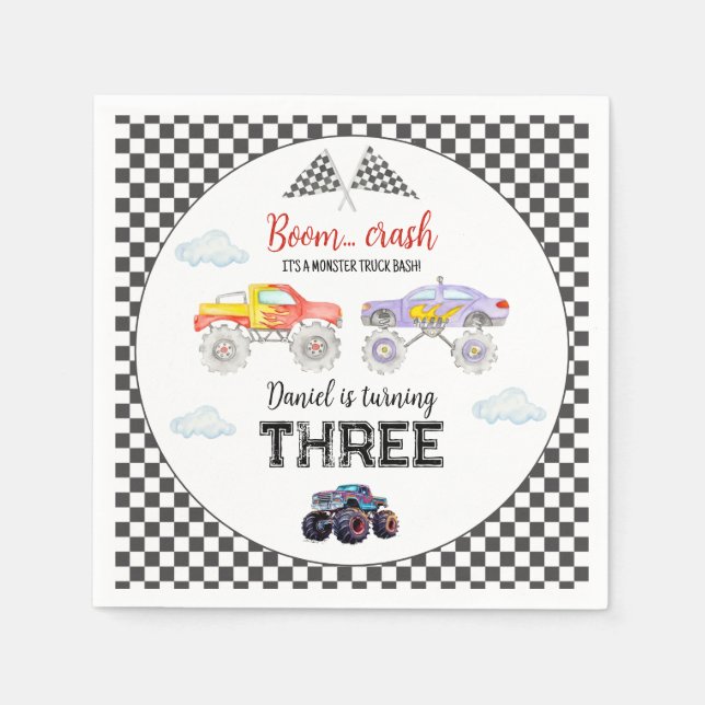 Monster Truck Birthday Monster Truck Serviette (Vorderseite)