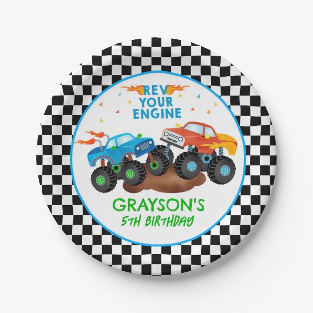 Monster Truck Birthday Party Paper Teller (Vorderseite)