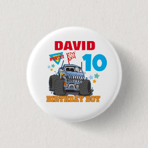 Monster Truck Birthday Pary Group Matching Button