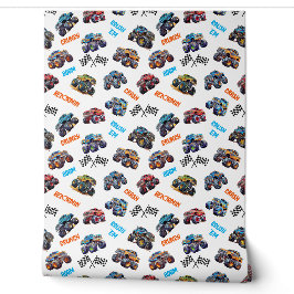 Monster Truck Boom Crunch Crash Kid's Name Tapete