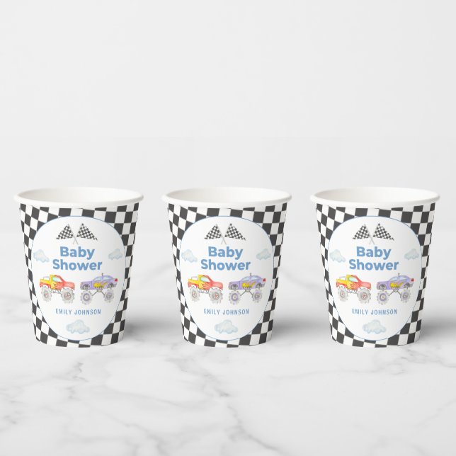 Monster Truck Boy Babydusche Pappbecher (Multi)