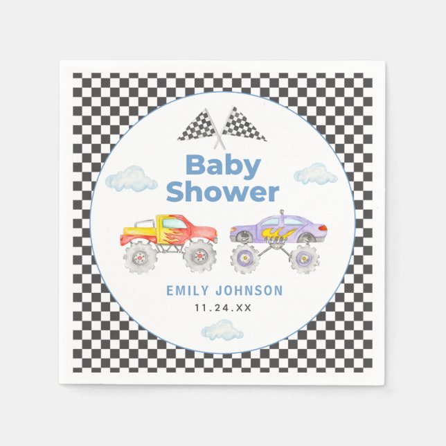 Monster Truck Boy Babydusche Serviette (Vorderseite)