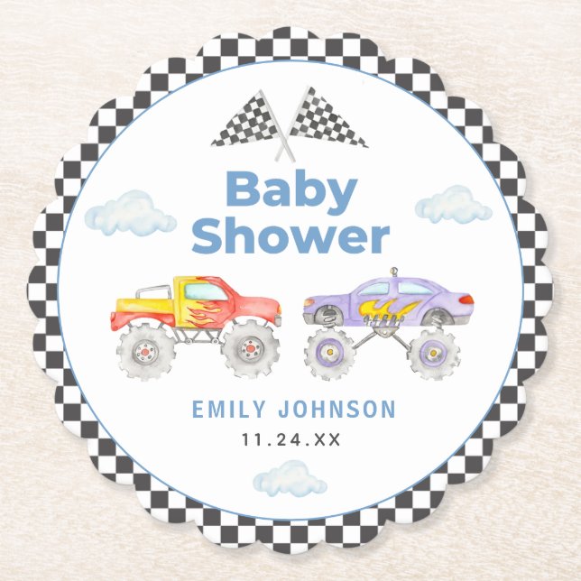 Monster Truck Boy Babydusche Untersetzer (Vorderseite)