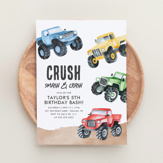 Monster Truck Boy Birthday Einladung