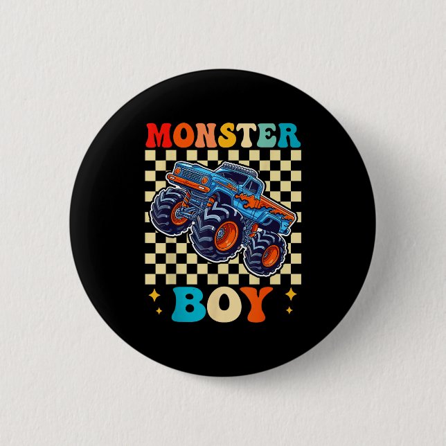 Monster Truck Boy Family Matching Monster Trucks B Button (Vorderseite)
