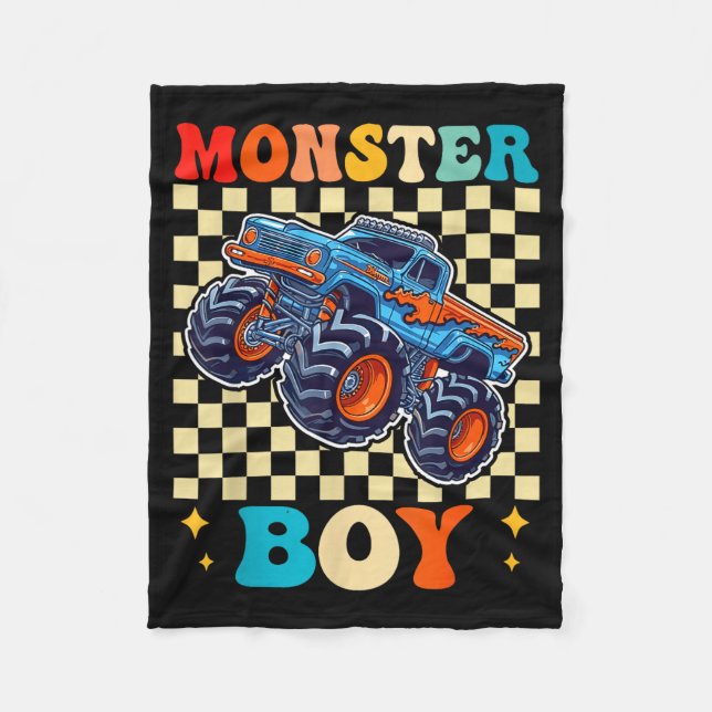 Monster Truck Boy Family Matching Monster Trucks B Fleecedecke (Vorderseite)