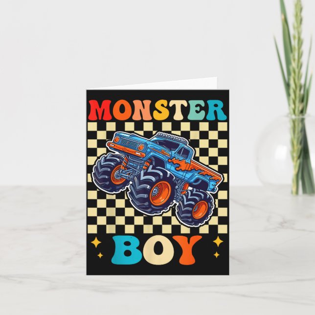 Monster Truck Boy Family Matching Monster Trucks B Karte (Vorderseite)