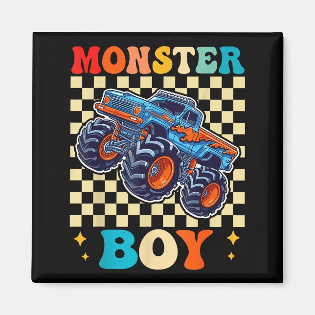 Monster Truck Boy Family Matching Monster Trucks B Magnet (Vorne)