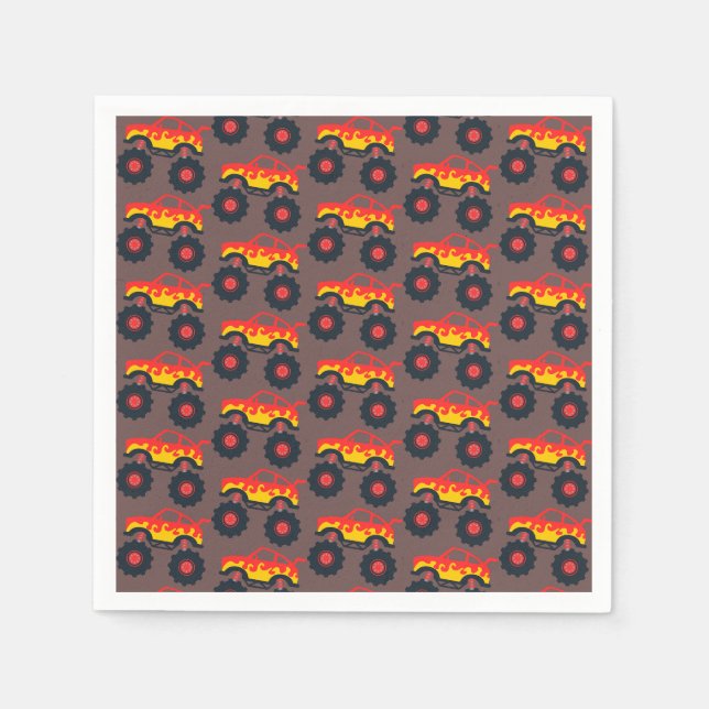 Monster Truck Boy Geburtstagsparty Serviette (Vorderseite)