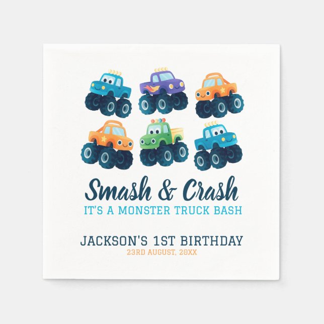 Monster Truck Boys Niedliche Geburtstag Paper Napk Serviette (Vorderseite)