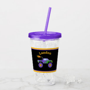 Monster Truck Budget Personalisiert Name Kinder Li Acryltrinkbecher