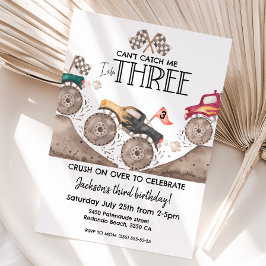 Monster Truck Can't catch me, I am three birthday  Einladung