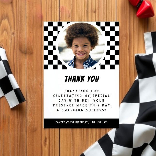 Monster Truck Checked Foto Dankeskarte (Monster Truck Checkered Photo Thank You Card
)
