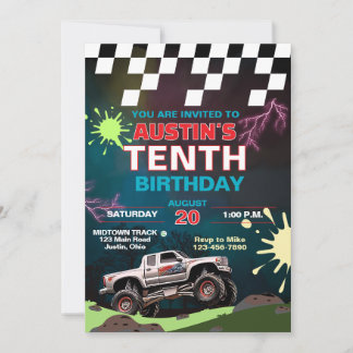Monster Truck Childrens Geburtstag Einladung