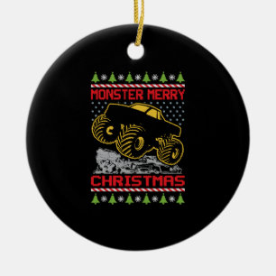 Monster Truck Christmas Keramik Ornament