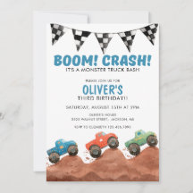 Monster Truck Colorful Cars Birthday