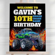 Monster Truck Cool Bleu 10e anniversaire Affiche d