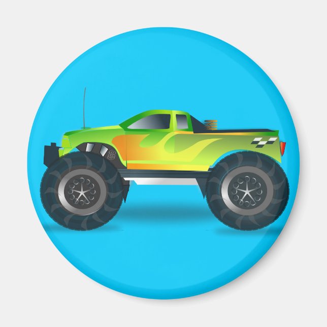 Monster Truck. Coole und farbenfrohe, modifizierte Magnet (Vorne)