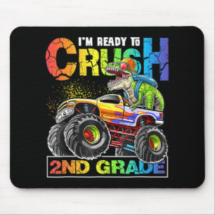 Monster Truck Crush 2nd Grad Dinosaur Boys Back t Mousepad