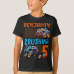 Monster Truck Crushing 5 - 5th Birthday T-Shirt<br><div class="desc">Cool monster truck "Crushing 5" boy's name 5th birthday design.</div>