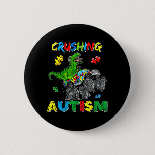 Monster Truck Crushing Austim Autismus Awareness T Button