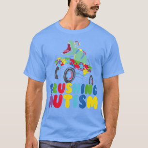 Monster Truck Crushing Autism Puzzle Mom Teacher S T-Shirt