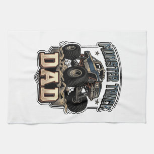 Monster Truck Dad Vintage Vector T-Shirt Design_1 Geschirrtuch
