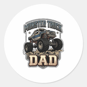 Monster Truck Dad Vintage Vector T-Shirt Design_1 Runder Aufkleber