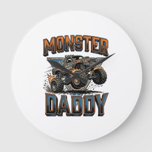 Monster Truck Daddy Vintage Gravur Shirt Design Große Wanduhr