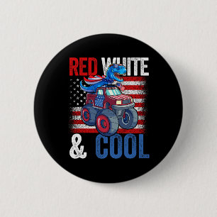 Monster Truck Dino 4. Juli Jungs amerikanische Fla Button
